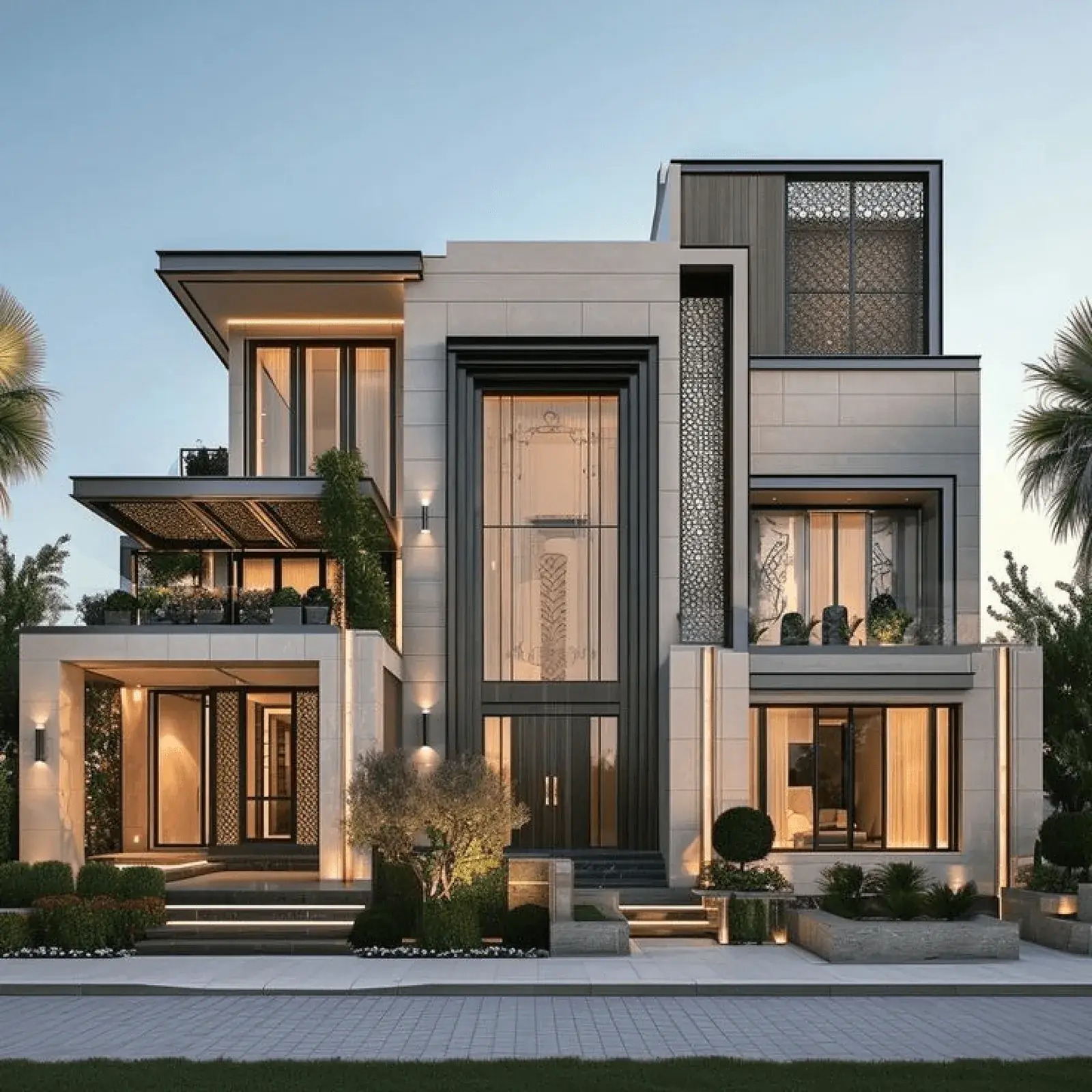Modern Dubai villa façade inspected with thermal imaging by Halo Shield